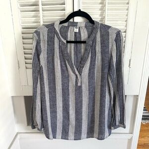 Old Navy Blue and White Striped Blouse